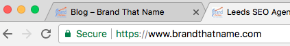 Chrome showing Green Padlock in browser bar confirming my webpage is secure.